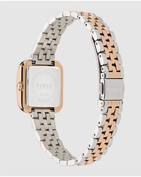 Furla - Diamante 27.5mm Square Rose Gold-tone Dial with Two-Tone Bracelet