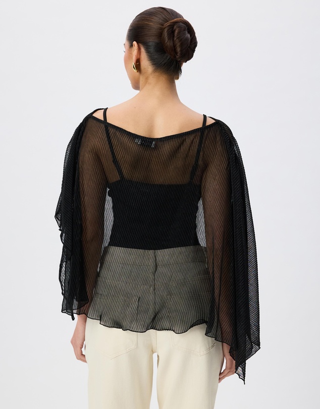 Tussah - Nyla Poncho Sheer Crinkle Off Shoulder Top