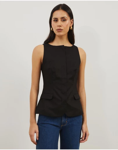 Atmos&Here - Solene Linen Blend Boat Neck Vest