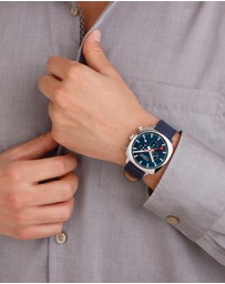 Mondaine - Official Swiss Railways Grand Cushion Deep Ocean Blue Watch Set