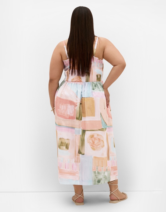 City Chic - Jolie Trance Print Shirred Midi Dress