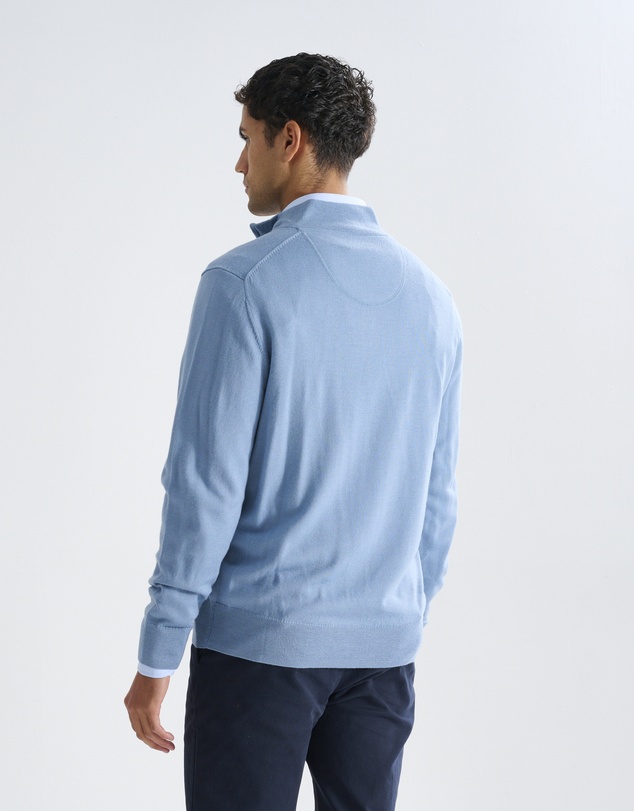 3 Wise Men - 3 Wise Men Harvey Zip Neck Merino Knit - Steel