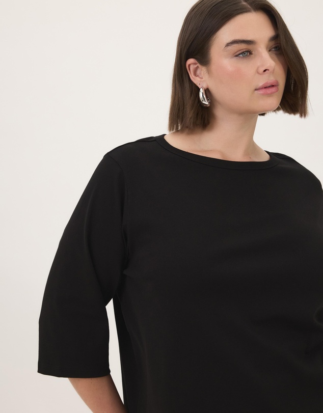 Atmos&Here Curvy - Cotton 3/4 Sleeve T-Shirt