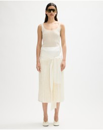 Minima Esenciales - Svea Midi Skirt With Detachable Fringe Scarf Belt