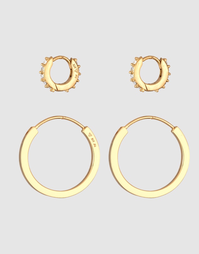 Elli Jewelry - Crystal Earring Set in Gold-Plated 925 Silver