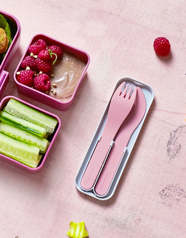 Monbento - Monbento Mb Pocket Plastic Cutlery Set - Colour Pink Blush
