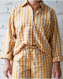 Mosey Me - Mango Seersucker Long Pyjama Set