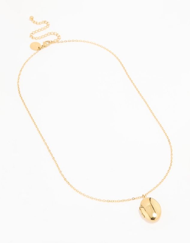 Lovisa - Waterproof Gold Plated Stainless Steel Oval Locket Short Necklace