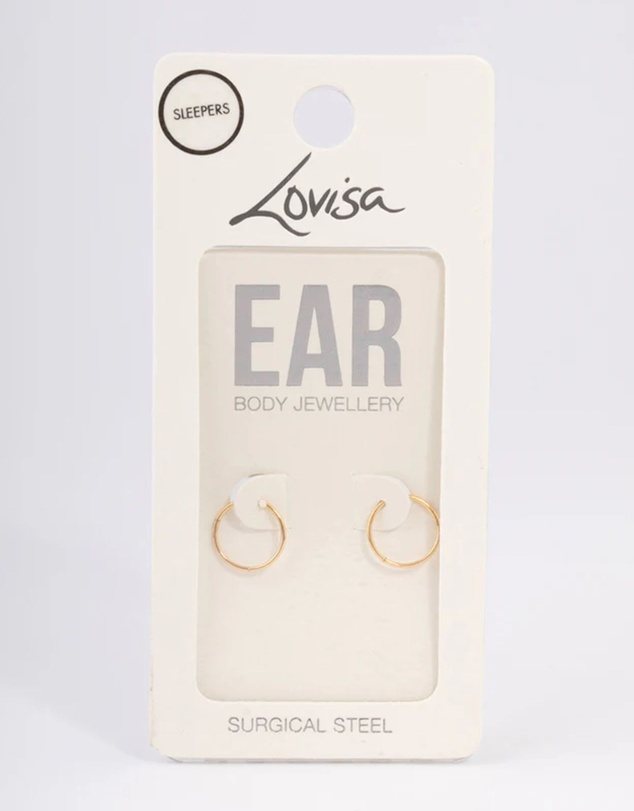 Lovisa - Gold Plated Surgical Steel Fine Sleeper Earrings 10mm