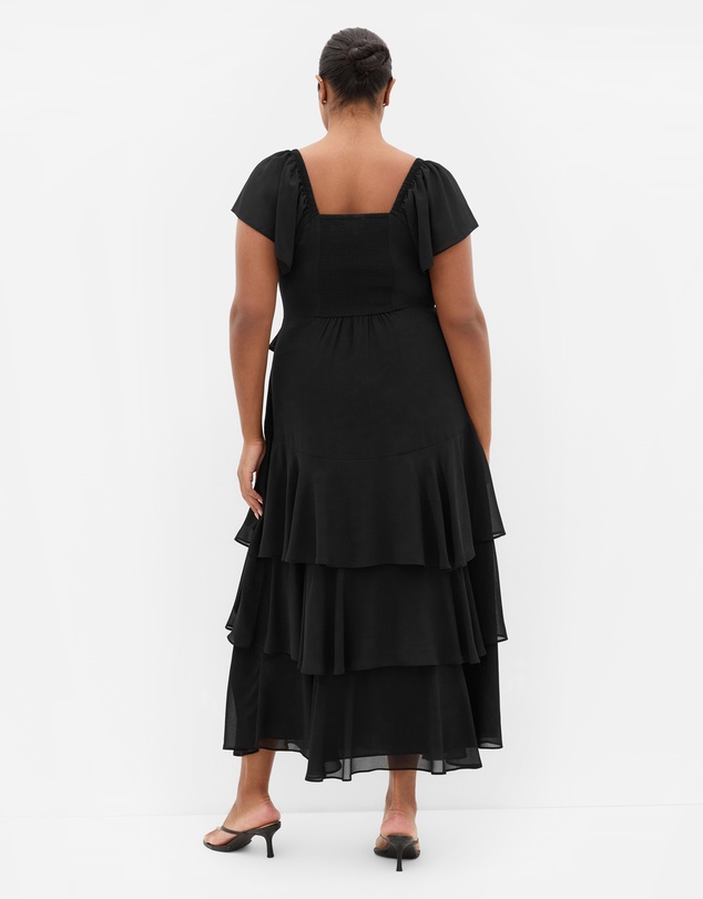 City Chic - Plus size Sienna Ruffle Tier Maxi Dress - black