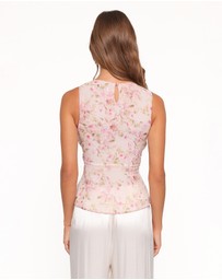 Petal & Pup - Limona Peplum Top - Blurred Pink Floral