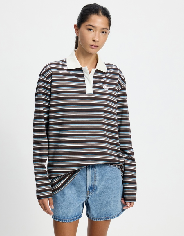 adidas Originals - Striped Oversized Long Sleeve Polo