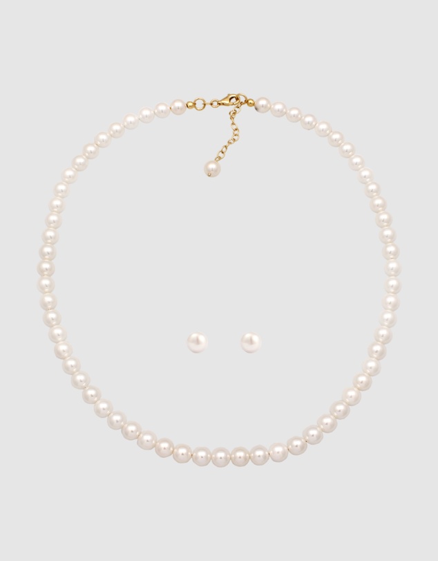 Elli Jewelry - Freshwater Pearl Jewellery Set in Gold-Plated 925 Silver