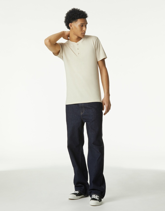 American Apparel - Unisex Henley Short Sleeve CVC T-Shirt