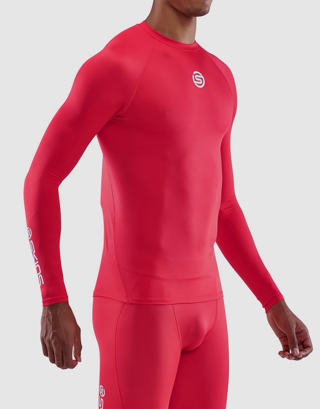 SKINS - SKINS Compression Men's Series-1 Running/Gym Long Sleeve Top Red
