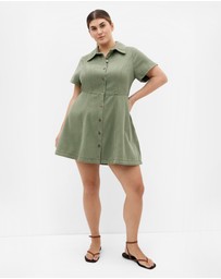 City Chic - Leia Short Sleeve Drill Mini Dress