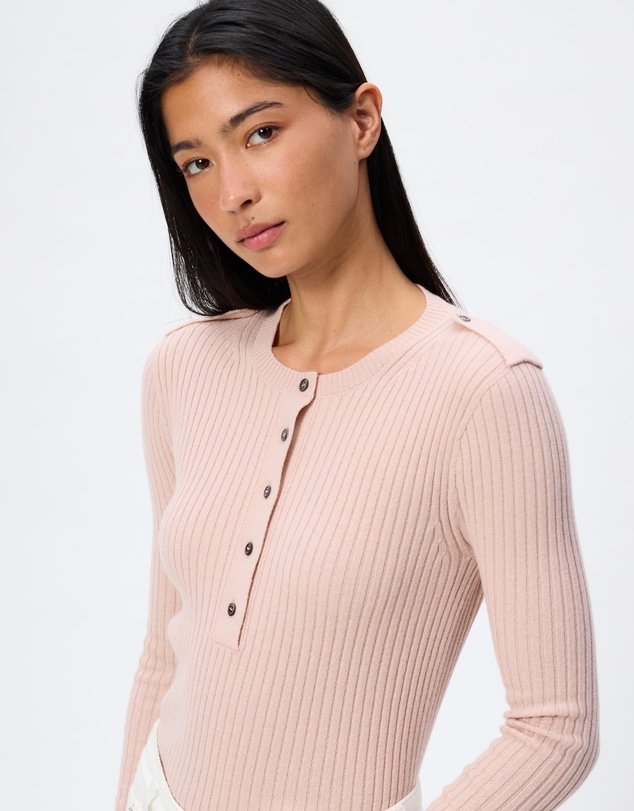 Perfect Moment - Ribbed Henley Knit Top