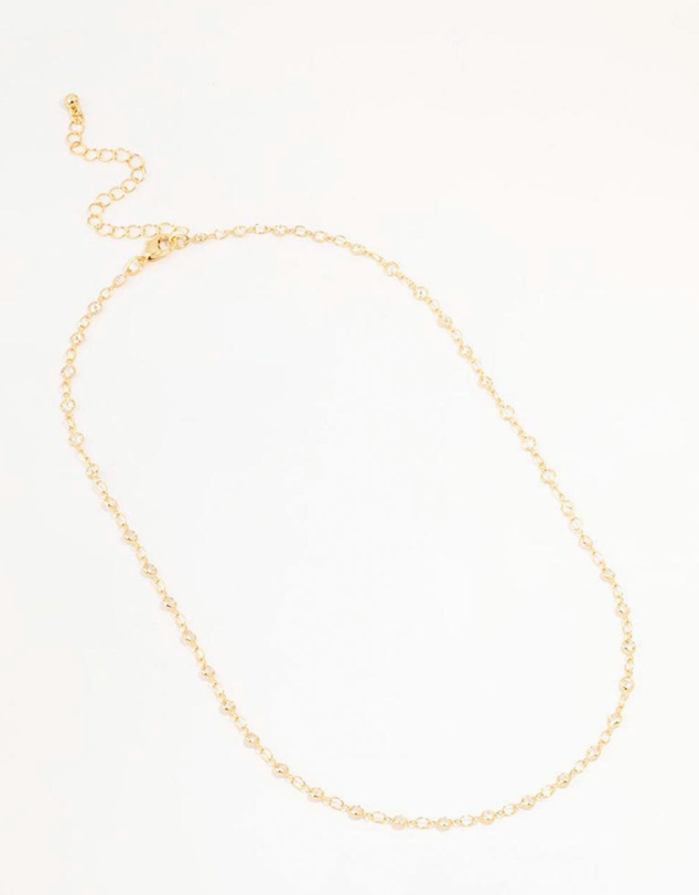 Lovisa - Gold Plated Station Flat Crystal Necklace