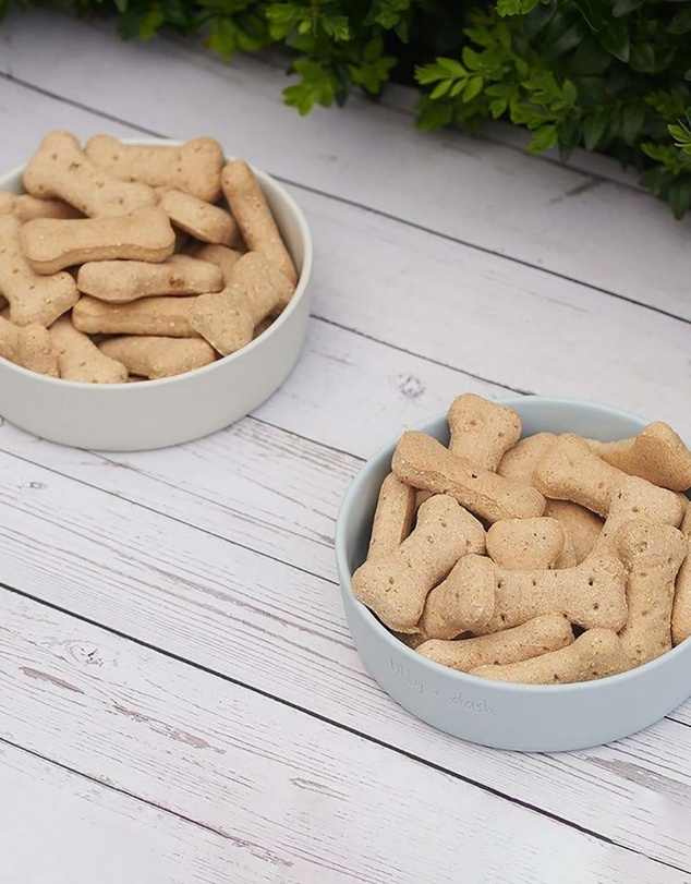 Lilly + Dash - Dog Eat and Drink Set – 2 Bowls + Lick Insert + Slate Placemat Set