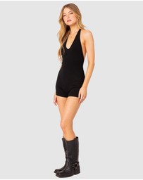 EDIKTED - Melanie ribbed open back romper