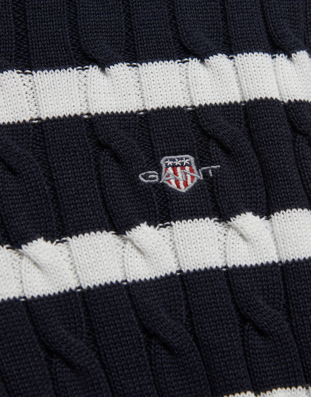 Gant - Shield Cable Knit Striped Jumper