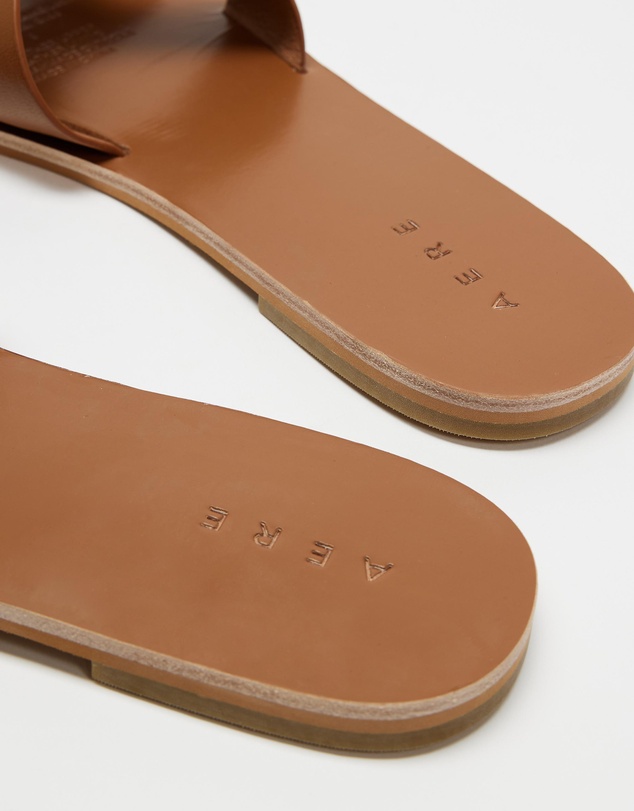 AERE - Leather Cross Loop Flat Slides
