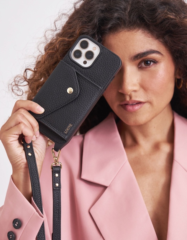 LOUVE COLLECTION - Leather Phone Case Wallet & Strap + Pearl Wristlet