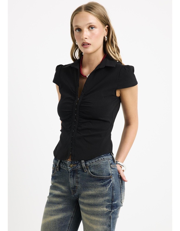 Insight - Cassia Short Sleeve Gather Shirt