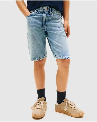 Tommy Hilfiger - Faded Regular Straight Leg Denim Shorts - Teens