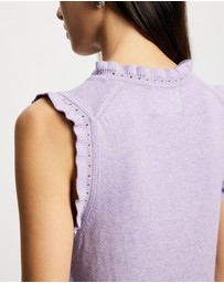 Lindsay Nicholas New York - Frill Crew Neck Shell Top