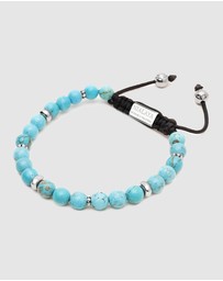Nialaya Jewellery - Men's Beaded Bracelet with Turquoise and Silver