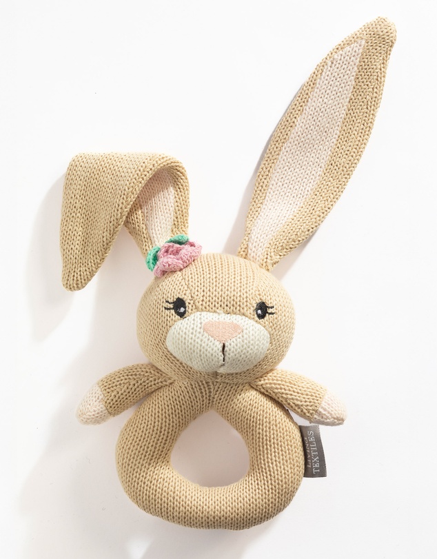 Living Textiles - Knitted Ring Rattle - Amelia the Bunny