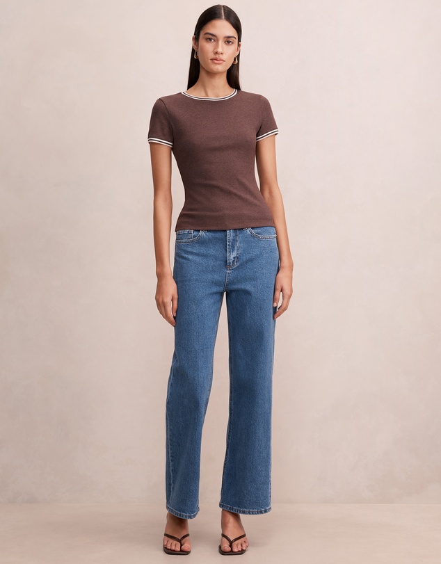 Forever New - Rosie Tipped Trim Short Sleeves T-shirt