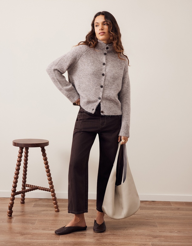 Ceres Life - Riley Funnel Neck Tab Cardi