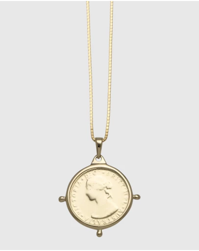 Von Treskow - Sixpence Sized Coin Necklace (Compass Frame)