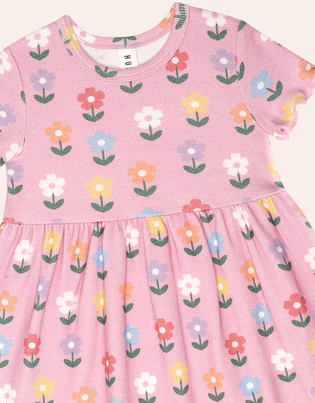 Huxbaby - Multi Colour Daisy Rib Dress - Babies-Kids