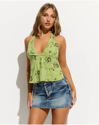 Dazie - Lulu Embellished Halter Top