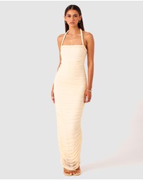 SNDYS - Gianna Ruched Halterneck Maxi Dress