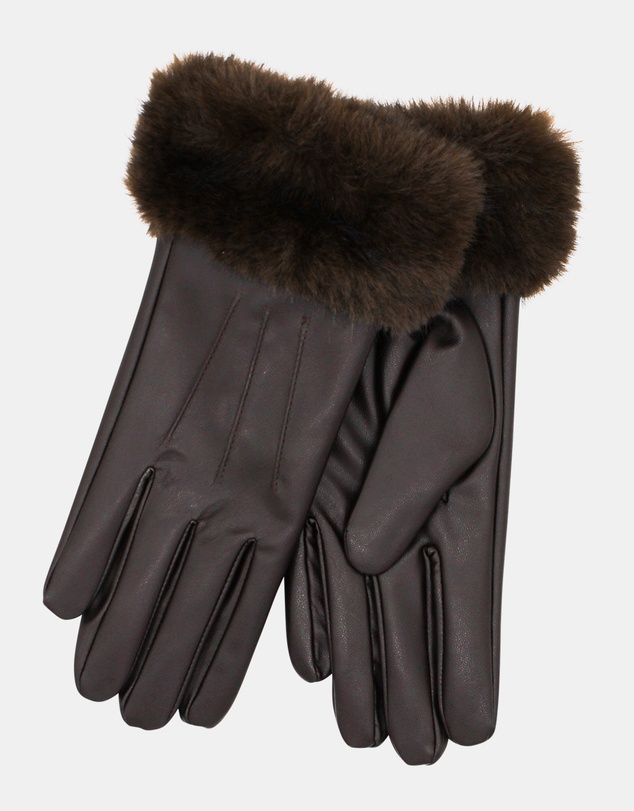 Morgan & Taylor - Gia Faux Leather Gloves in Brown