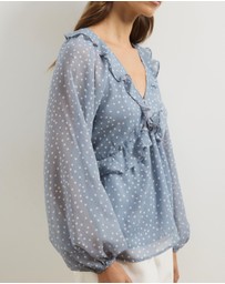Atmos&Here - Piper V-Neck Ruffle Blouse