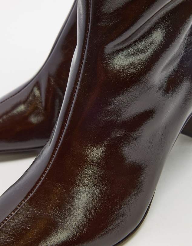 AERE - Anais Square Toe Heeled Leather Ankle Boots