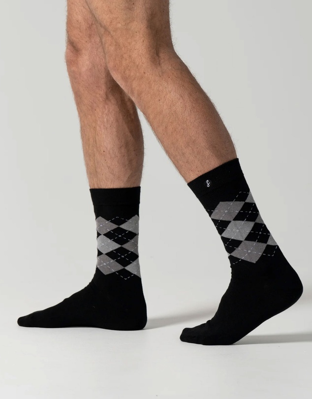 Swanky Socks - Black Argyle