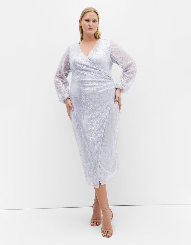 City Chic - Plus size Sequin Midi Dress - sky blue