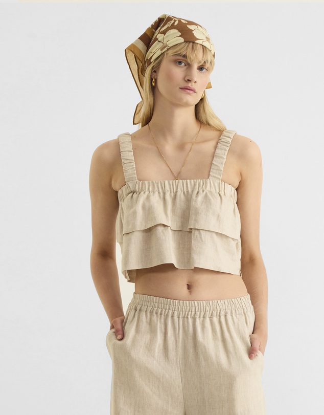 Zerafima - Elements Linen Frill Top