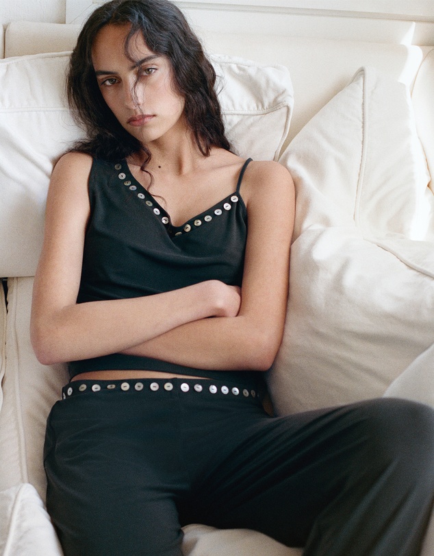 M.N.G - Asymmetric Top with Embroidered Buttons