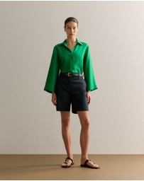 Trenery - Stretch Cotton Double Cloth Short in Black