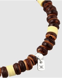 Kuzzoi - ICONIC EXCLUSIVE - Bracelet Male Elegant Brown Coconut Beads 925 Sterling Silver