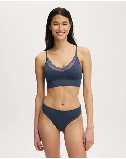 Cotton On Body - Seamless Longline Lace Trim Bralette