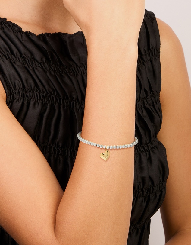 Lovisa - Waterproof Stainless Steel Heart Pendant Stretch Bracelet