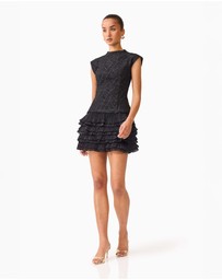 Elliatt - Alexandra Tiered Mini Dress in Black